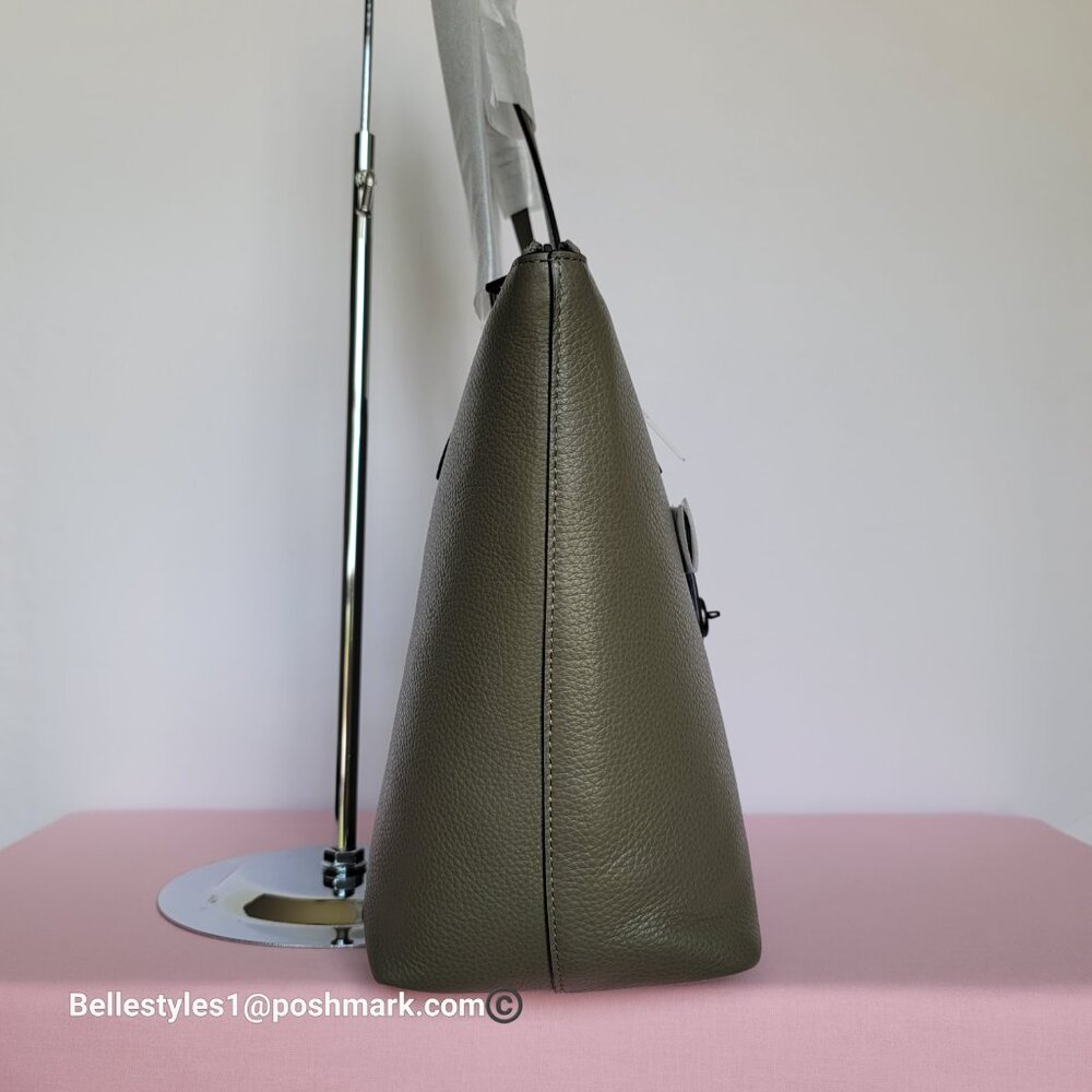 COACH Taylor Polished Pebbled Leather Large Tote- Army Green color ⭐ - Picture 7 of 16